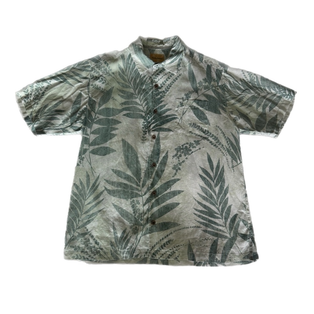 Tommy Bahama Green Leaf Print Casual Button Down Shirt Men’s Size Large